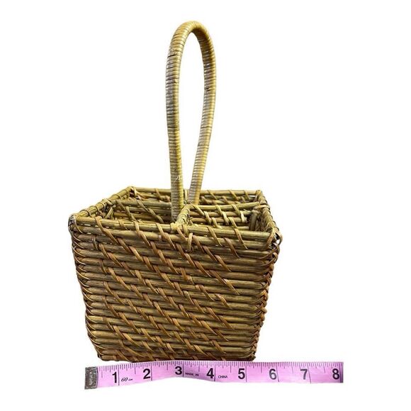 Square Twist Beautiful Decorative Brown Basket Caddy Western Outdoors Country - Picture 5 of 8